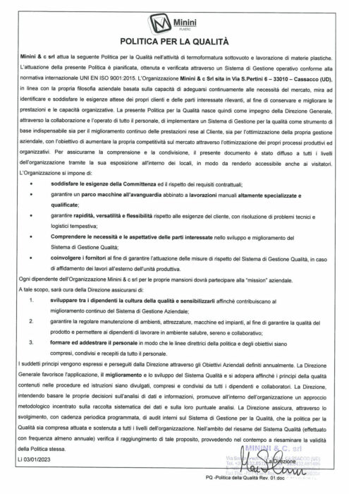 Politica della Qualità